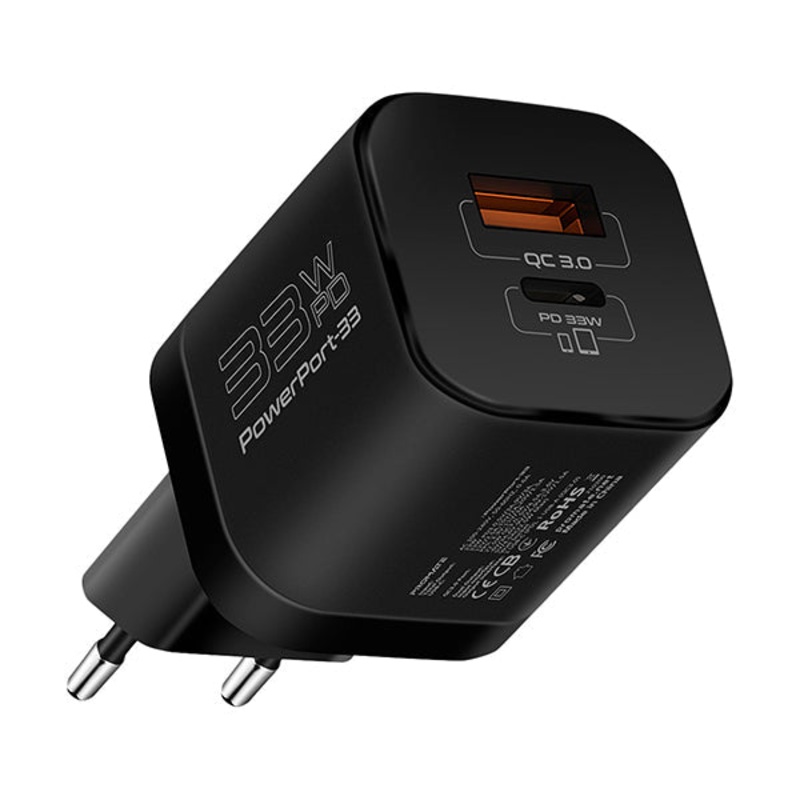 Promate, PowerPort-33.EU 33W Power Delivery GaNFast Charging Adapter