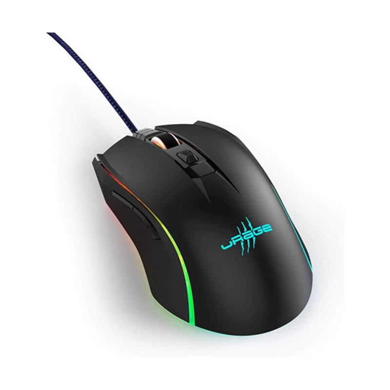 uRage Gaming Mouse Reaper 210, Black, Non-Slip Coating, Omron Click Switches, 4800 dpi Avago Sensor, Plug & Play, 2 m Cable Length, Optimized for PC, Playstation & Xbox