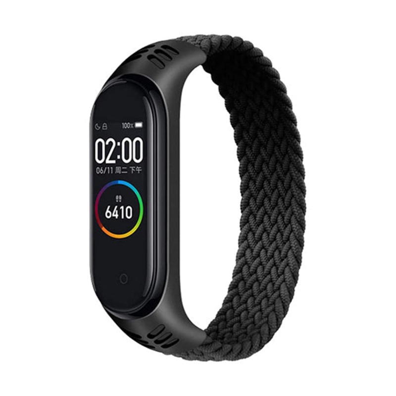 Bracelet For Xiaomi Mi Band 7, Band 6, Band 5 and 4 Braided Solo Loop Strap, Nylon Stretchy Sport Replacement Wristband, 160mm