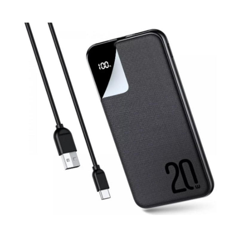 Joyroom, 10,000 mAh 20W Fast Charging Power Bank, PD & QC 3.0 Fast Charging, Ultra Thin Body, Bidirectional Fast Charging, LED Digital Display, 2 USB & Type-C Charge Ports, JR-QP190