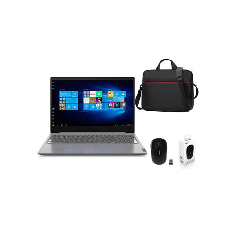 Lenovo V15-82C7007VED Laptop, 15.6 Display, AMD Ryzen 3 3250U, 4GB Ram, 256GB SSD, Shared VGA, EN/AR Keyboard + Free Carrying Case + Wireless Mouse