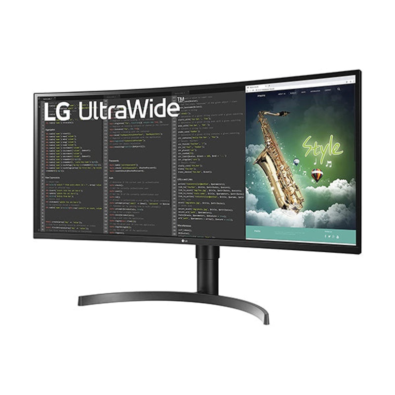LG 35WN75C-B UltraWide Monitor 35 QHD (3440 x 1440) Curved Display, sRGB 99% Color Gamut, HDR 10, USB-Type C, AMD FreeSync, 3-Side Virtually Borderless Design