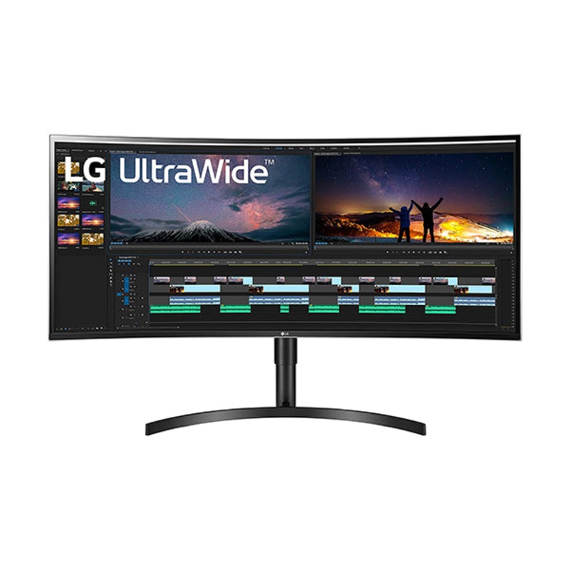 LG 38WN75C-B Monitor 38 21:9 Curved UltraWide QHD+ (3840 x 1600) IPS Display, HDR 10, sRGB 99% Color Gamut, Tilt/Height Adjustable Stand