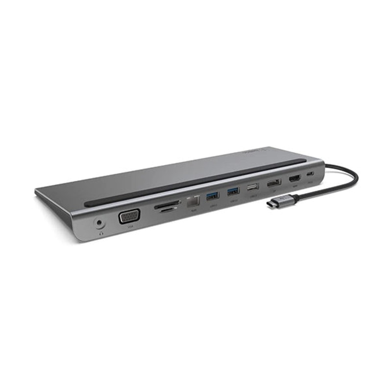 Belkin, INC004BTSGY USB C Hub, 11-in-1 MultiPort Adapter Dock with 4K HDMI, DP, VGA, USB-C 100W PD Pass-Through Charging, 3 USB A, Gigabit Ethernet, SD, MicroSD, 3.5mm Ports for MacBook Pro, Air, XPS and More