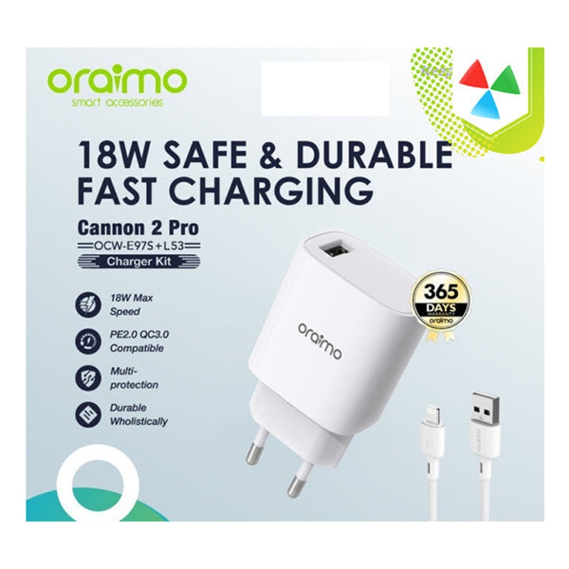 Oraimo Cannon 2 Pro 18W Charger OCW-E97S+L53