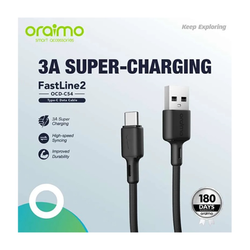 Oraimo OCD-C54 Fastline 2 Type-C 3A Fast Charging Data Cable 1M