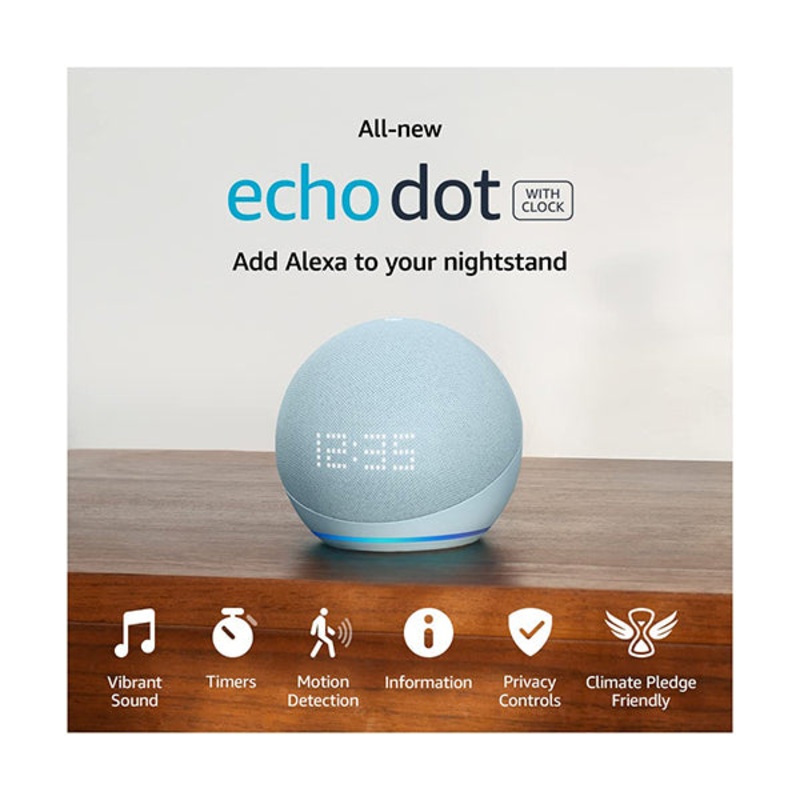 All-New Echo Dot (5th Gen, 2022 release) with clock | Smart speaker with clock and Alexa