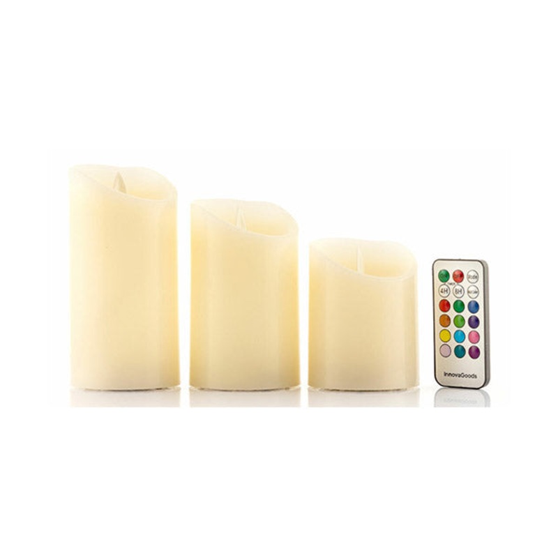 InnovaGoods Multicolour Flame-Effect Led Candles with Remote Control Lendles 3 Units – V0103781