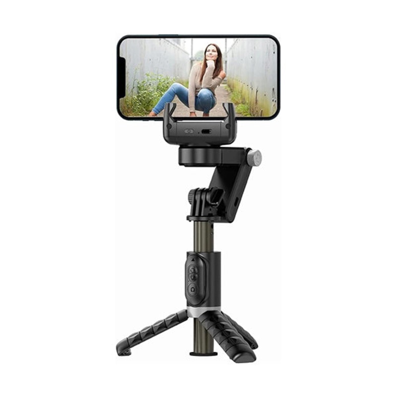 Q18 Gimbal Stabilizer for Smartphone with Extendable Selfie Stick and Tripod, 3 Axis Selfie Stick Tripod with Face Tracking, 360 Rotation, 4 in 1 Portable Phone Tripod, Suitable for iPhone/Android