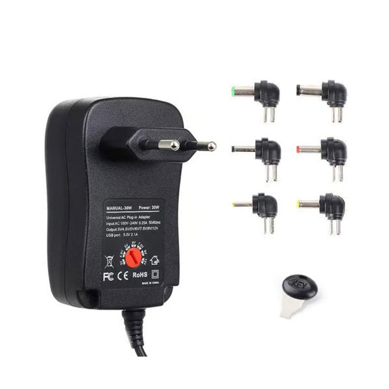 Hay-power Universal Adapter Adjustable AC to DC 30W T-12