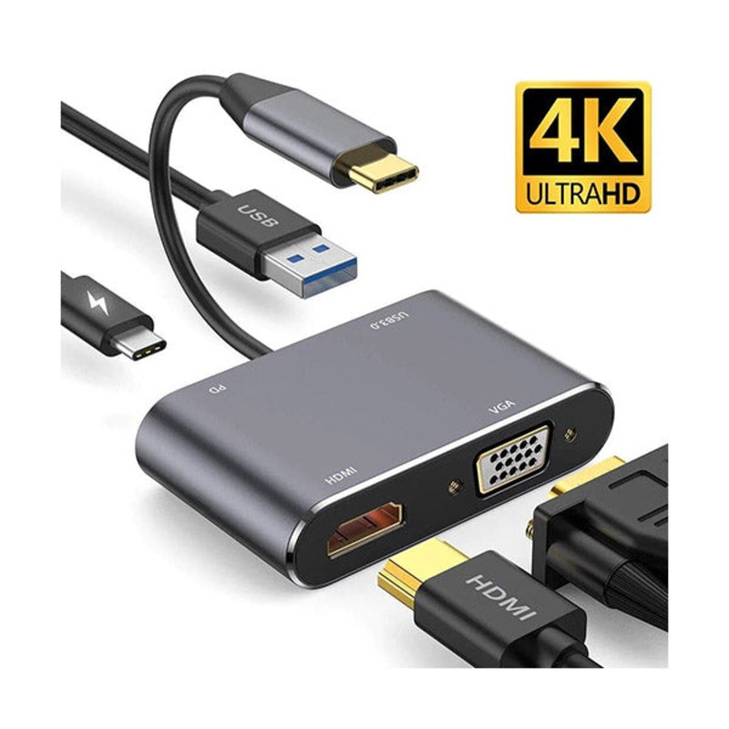 Hay-tech USB-C To HDMI/VGA Adapter 4 in 1