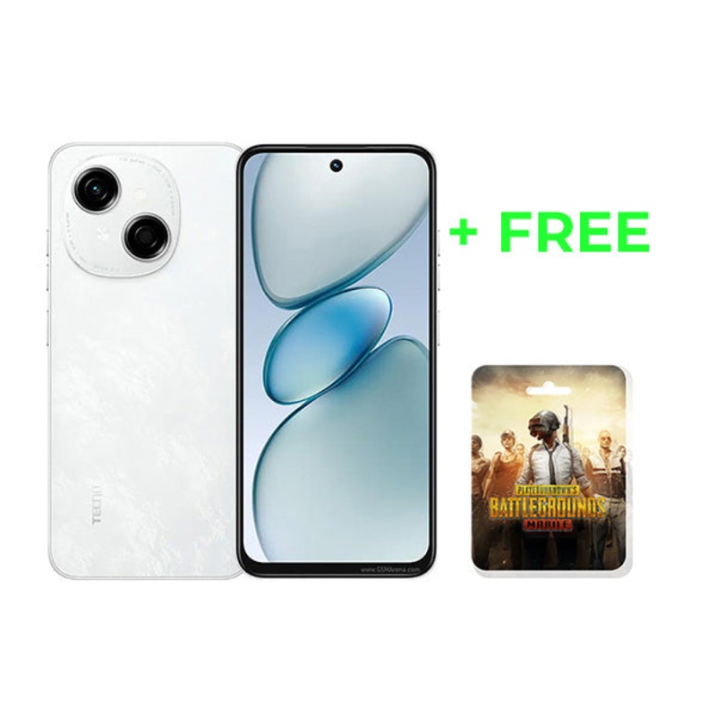 Tecno Spark Go 1 8GB/128GB (4GB Extended RAM) Cover and Protection Included + Free PUBG Mobile 60 UC Voucher + 100 Days Screen Replacement Warranty