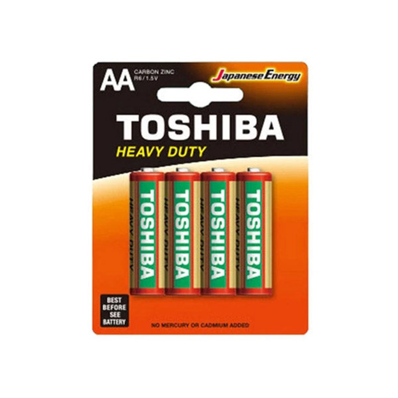 Toshiba 1.5V Heavy Duty AA Carbon Zink Batteries 4 Pcs R06