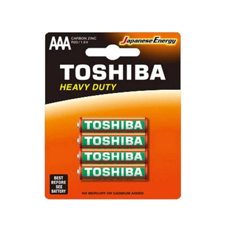 Toshiba 1.5V Heavy Duty AAA Carbon Zink Batteries 4 Pcs R03