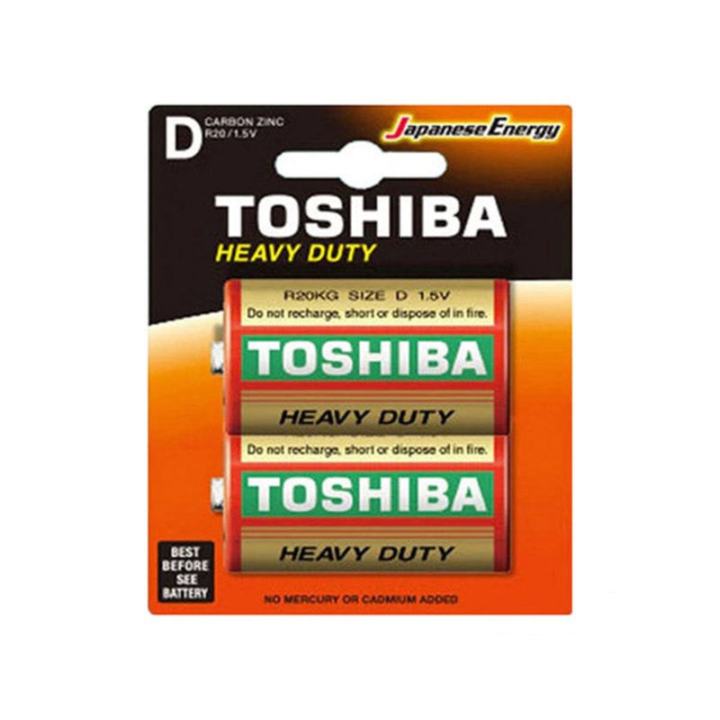 Toshiba 1.5V Heavy Duty D Carbon Zink Batteries R20