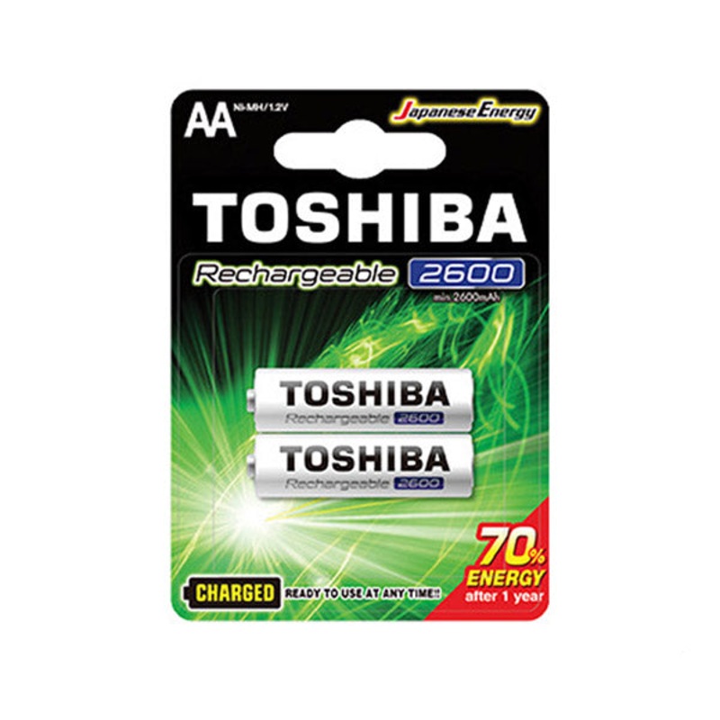 Toshiba Rechargeable Battery AA 2600mAh 2 Pack BP2