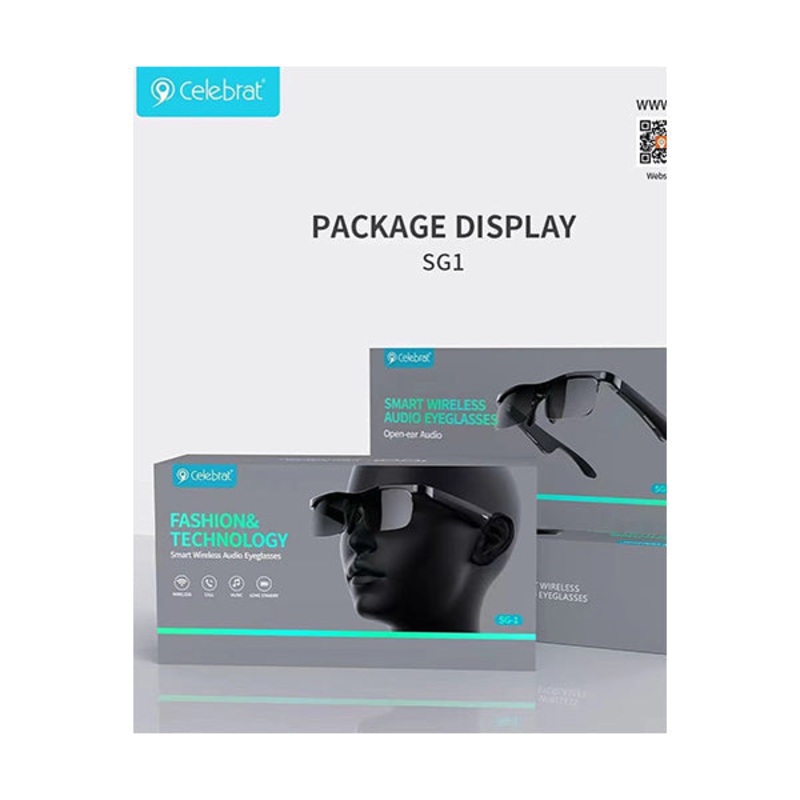 Celebrat SG1 Smart Wireless Audio Eyeglasses, Open-ear Audio, Bluetooth 5.3 Sunglasses, HIFI Headset, Wireless Audio Driving, Handsfree, HD Mic Call