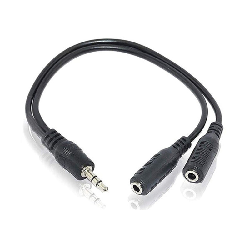 Conqueror Cable 3.5mm Audio Output to 2 3.5mm Audio Input Jacks Black – C33