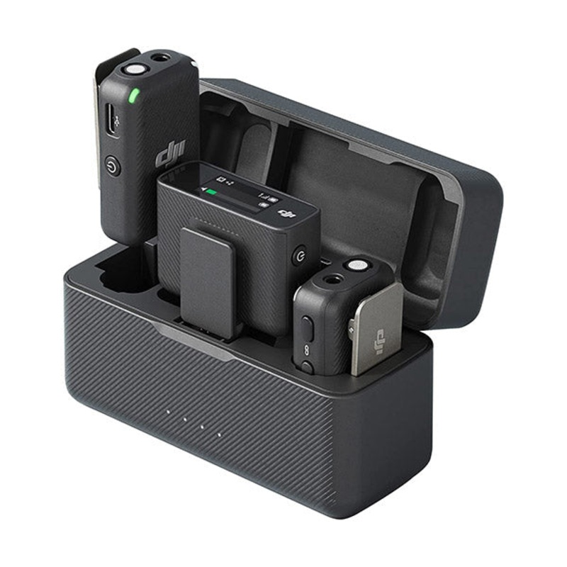 DJI Mic (2 TX + 1 RX + Charging Case), Wireless Lavalier Microphone, 250m (820 ft.) Range, 15-Hour Battery, Noise Cancellation, Wireless Microphone for PC, iPhone, Android, Record Interviews, Vlogs