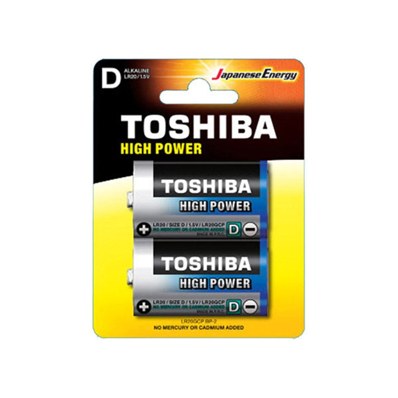 Toshiba Size D 1.5V High Power Alkaline Batteries 2 Pack LR20