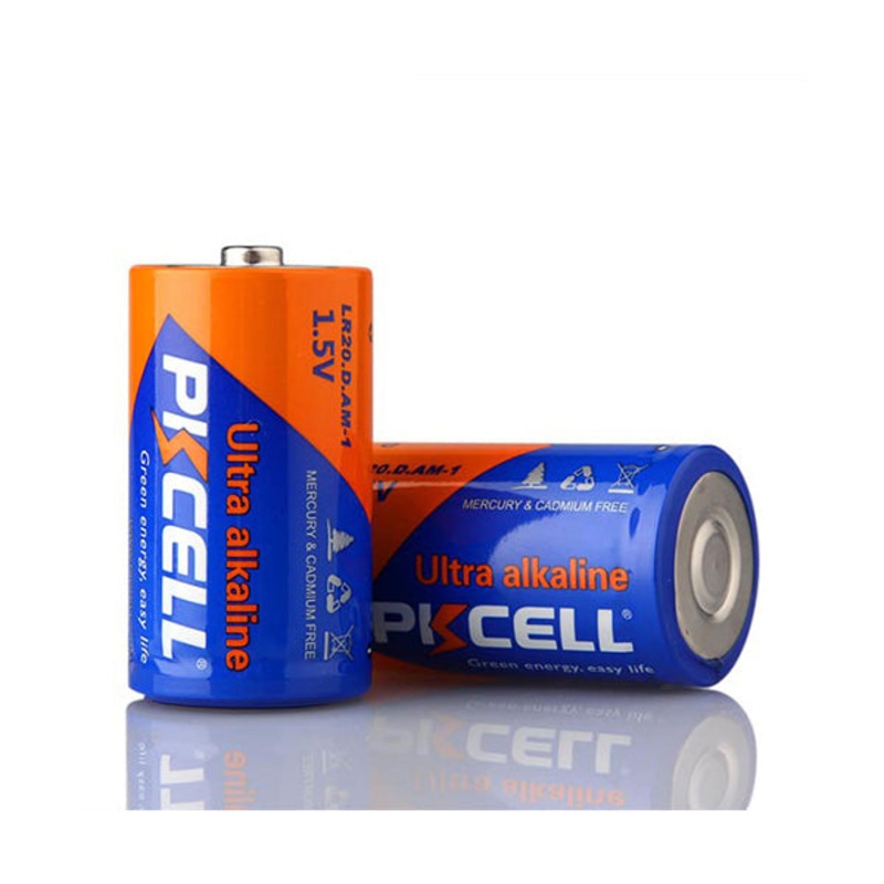 PKcell Size D Super Alkaline Battery 1.5V Pack of 2 for Household Items, Electronic Products LR20 – D