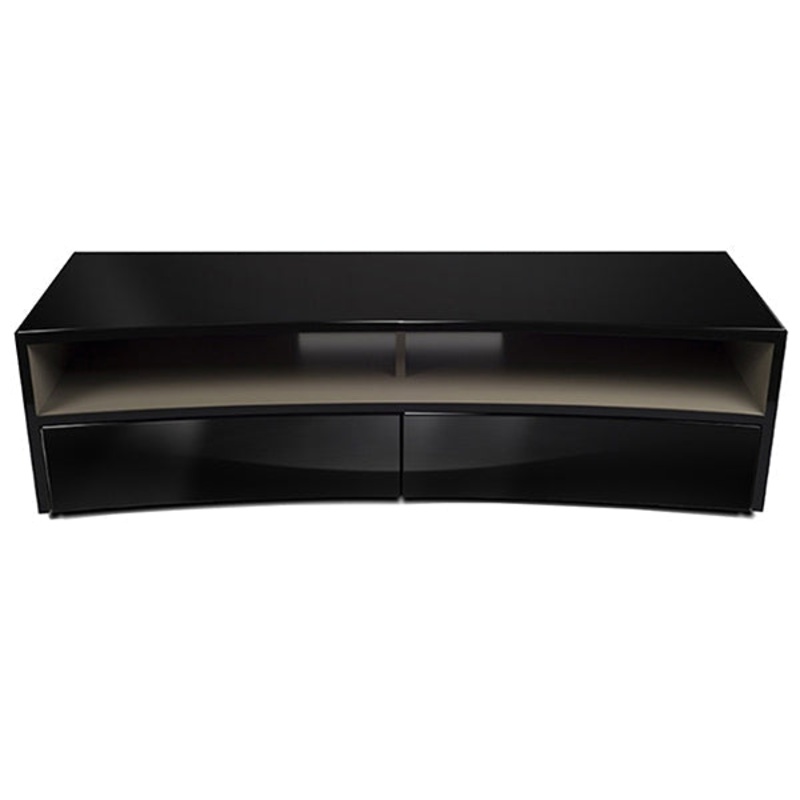 Table Stand Curve Shape Black Wood TV Console – HT51B-C