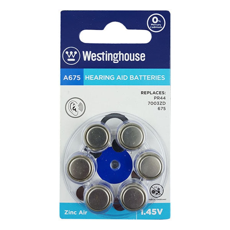 Westinghouse A675 Hearing Aid Battery 1.45 Volt Pack of 6