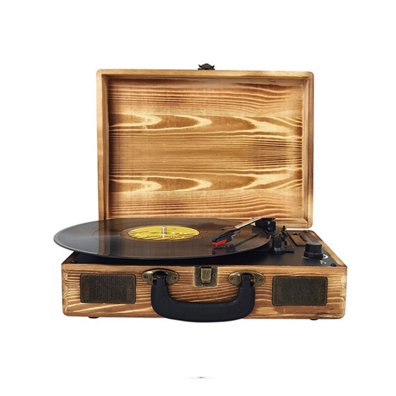 Prixton Turntable Vinyl Record Player LED Stereo Wood Bluetooth – HTA793