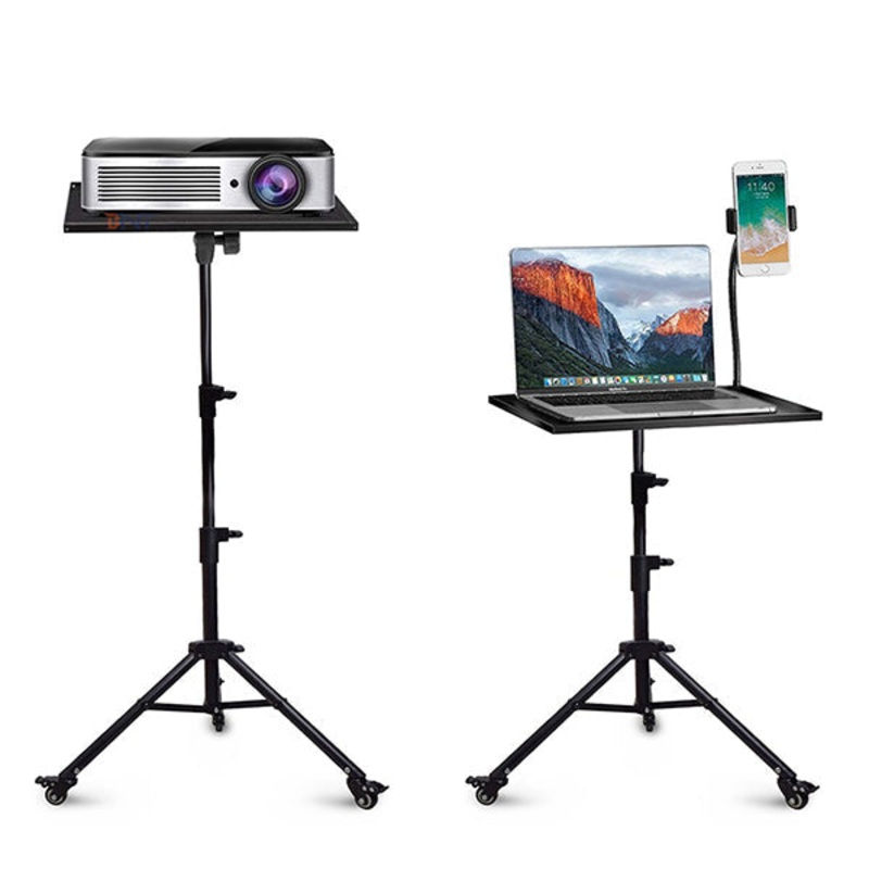 Universal Stand Tripod with Wheels for Projector and Laptop with Adjustable Tray and Phone Holder – H101B