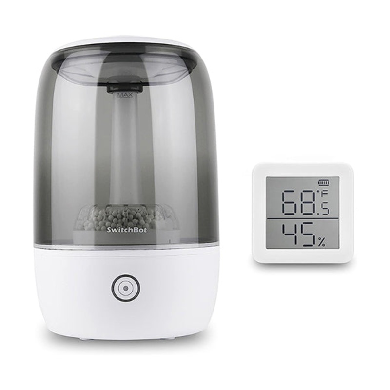 SwitchBot Wi-Fi Smart Ultrasonic Humidifier, Large 3.5L Cool Mist for Bedroom, Top-fill Design, Smart Hygrometer Thermometer, Bluetooth Wireless Room Temperature Humidity Sensor