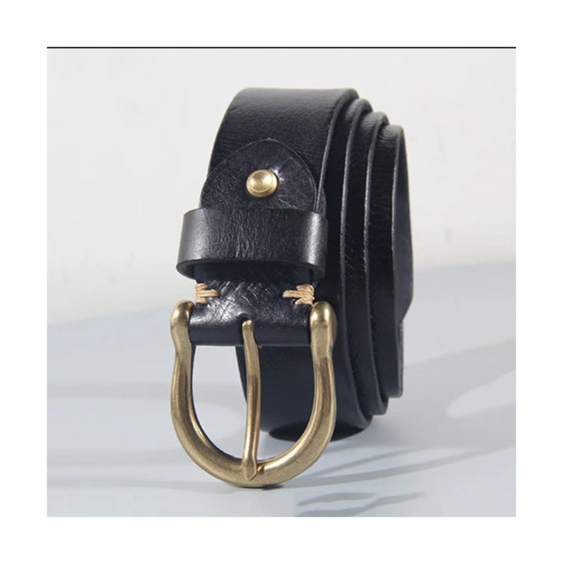 100% Genuine Italian Leather Belt Copper Brass Buckle