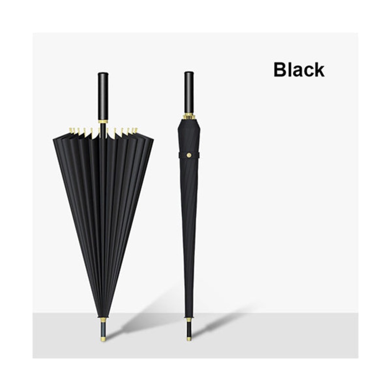 24k Luxury High-quality Leather Handle Strong Umbrella Stormproof Windproof