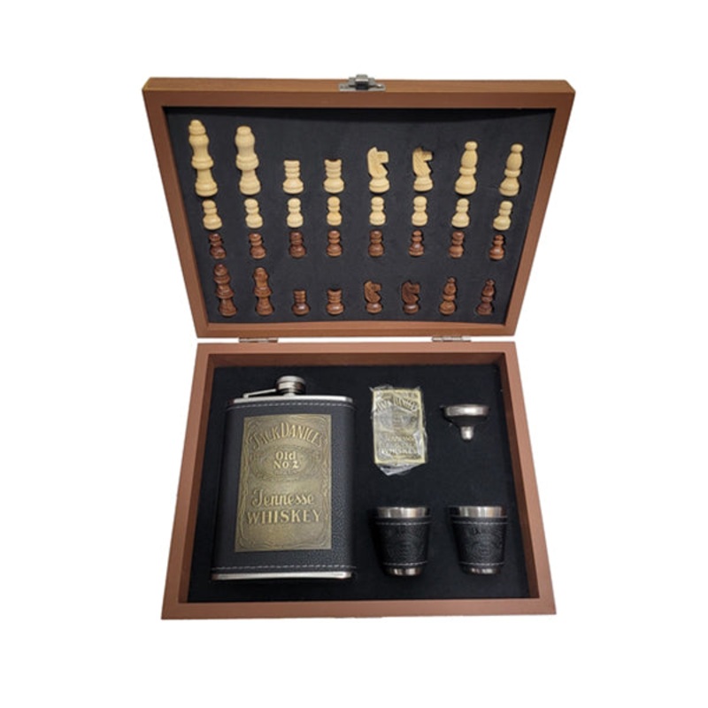 Chess Hip Flask Set – 16118|Black|Brown|Brand New
