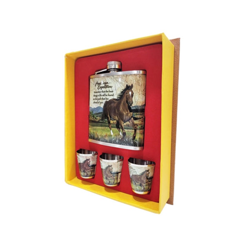 Flask Set Book Shape – Horse – 16110