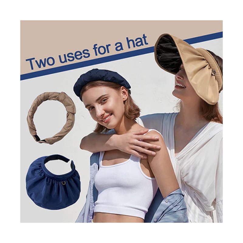 Hat for Women 2 in 1 Roll Up Sun Visor Wide