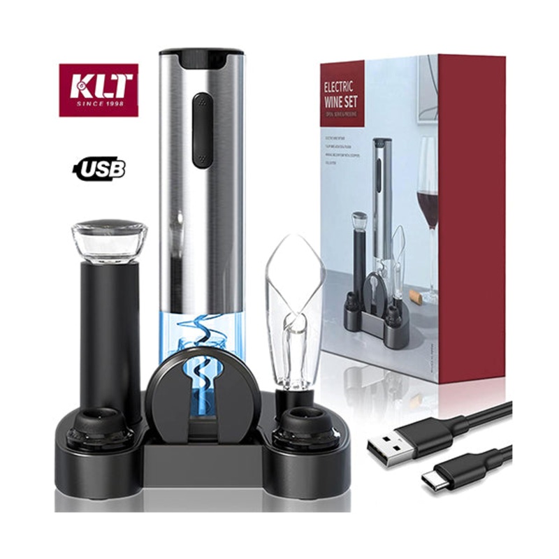 KLT Rechargeable Stainless Electric Wine Opener Set #322-26 – 13288