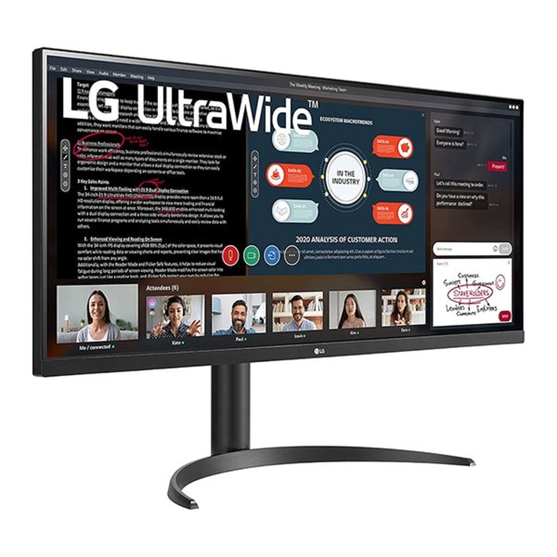 LG UltraWide Monitor 34WP550-B, 34 inch, IPS Display, 75Hz, 5ms, 21:9, 2560 x 1080 px, sRGB95% (Typ.), HDR10, AMD FreeSync, Ergonomic Design