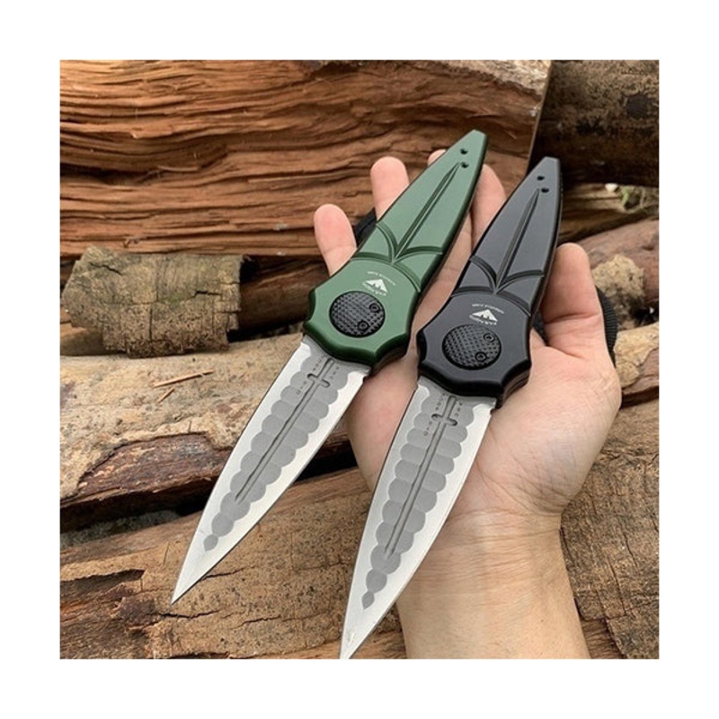 PARAGON WARLOCK Gravity Knife D2 Steel Double Edge Dagger Folding Gravity Knife Pocket Knife Aluminum Handle