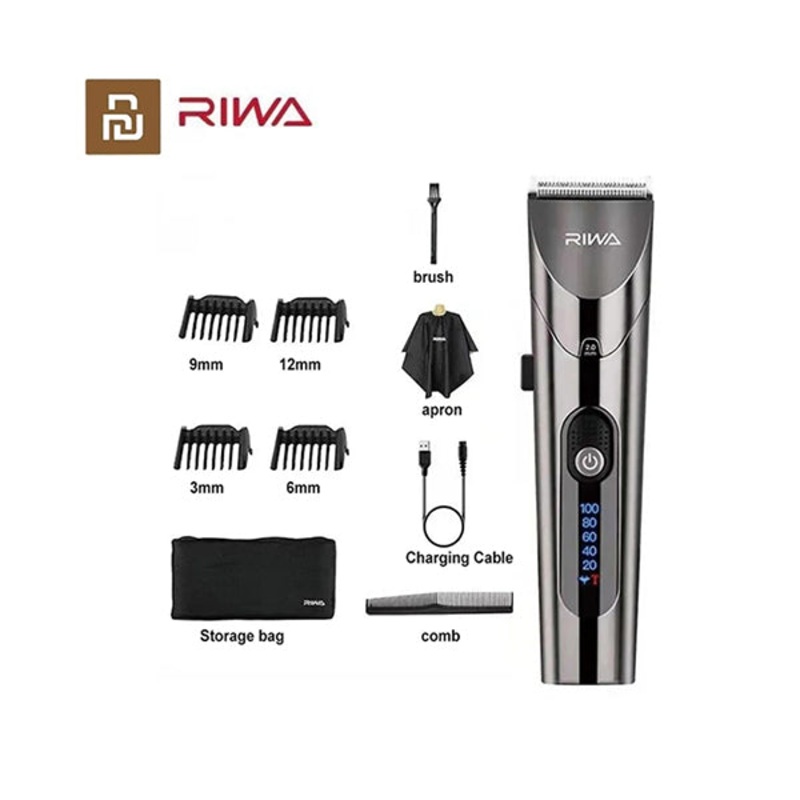 Professional Xiaomi RIWA Hair Clipper Titanium Blade Cordless Digital Hair Trimmer Shaving, Shaver