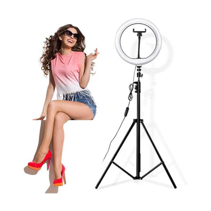 26cm Video Live LED Selfie Ring Light With 2.1m Stand