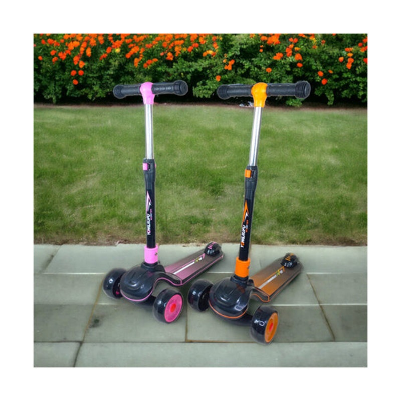 3-Wheel Scooter with Antislip Deck, Adjustable Height Handlebars