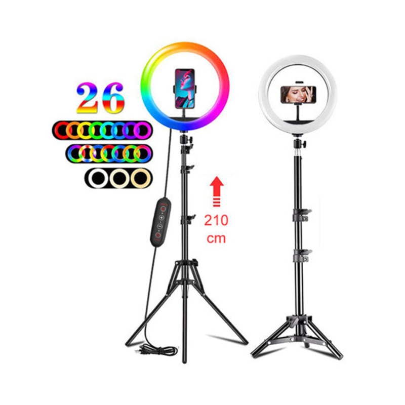 33cm RGB LED Selfie Ring Light With 2.1m Stand