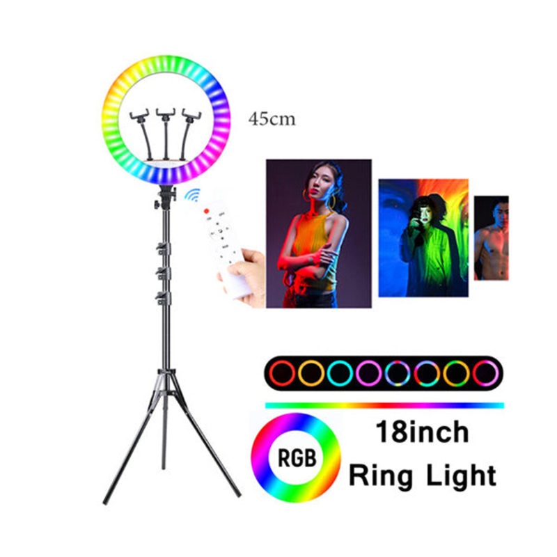 45cm RGB Led Ring Light Selfie With Remote & 2.1m Tripod