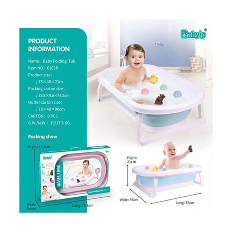 Babyip Folding Baby Bath Tub with Bath Toys Included