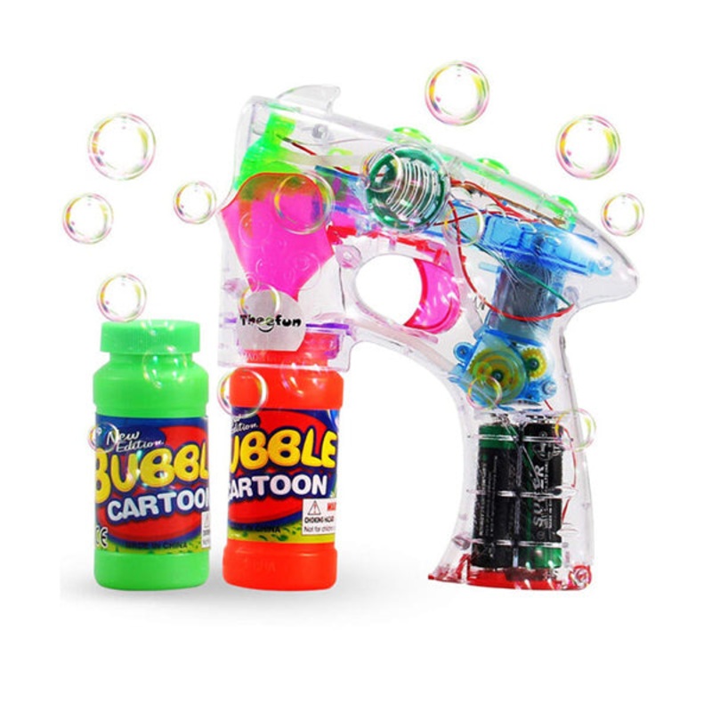 Transparent Bubble Gun Toy with 2 Refills, LED Lights – 10069