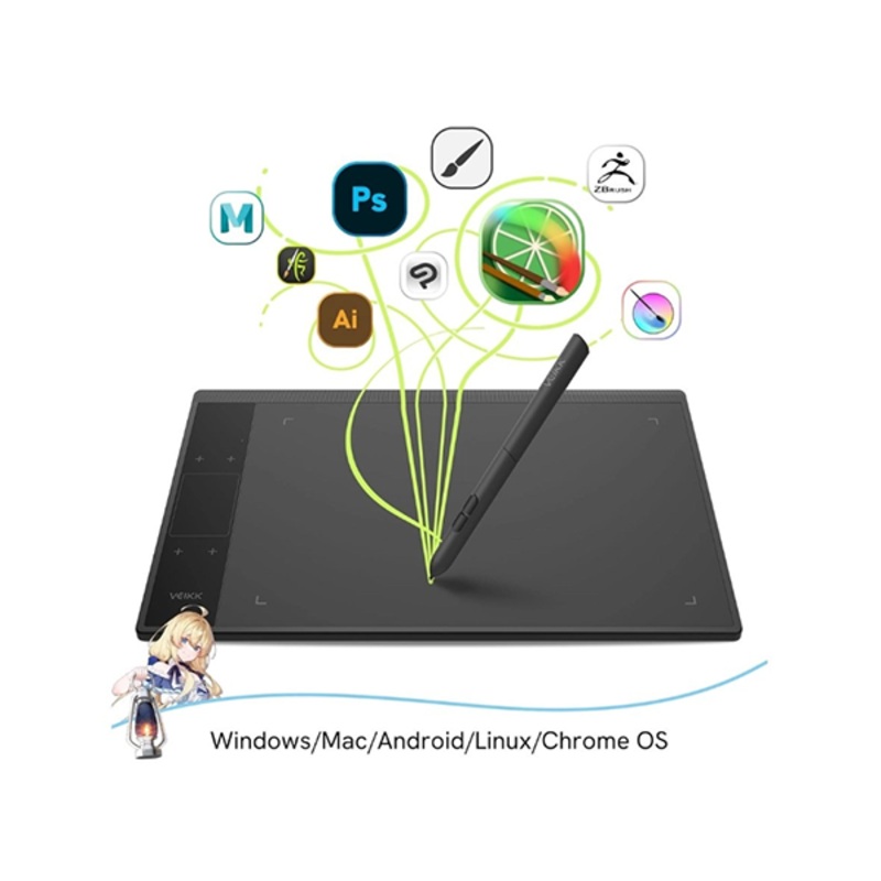 VEIKK A30 V2 Drawing Tablet 106 Inch Graphics Tablet with Battery-Free Pen and 8192 Professional Levels Pressure