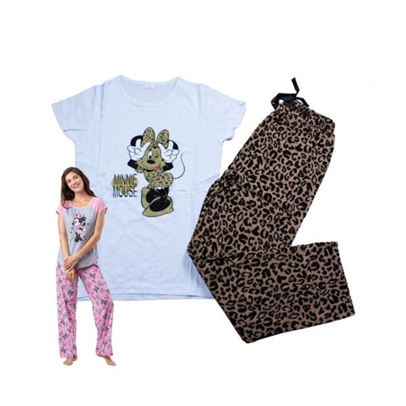 Womens Cotton Blue Printed Night Suit  Tiger Minnie Mouse – Size XL