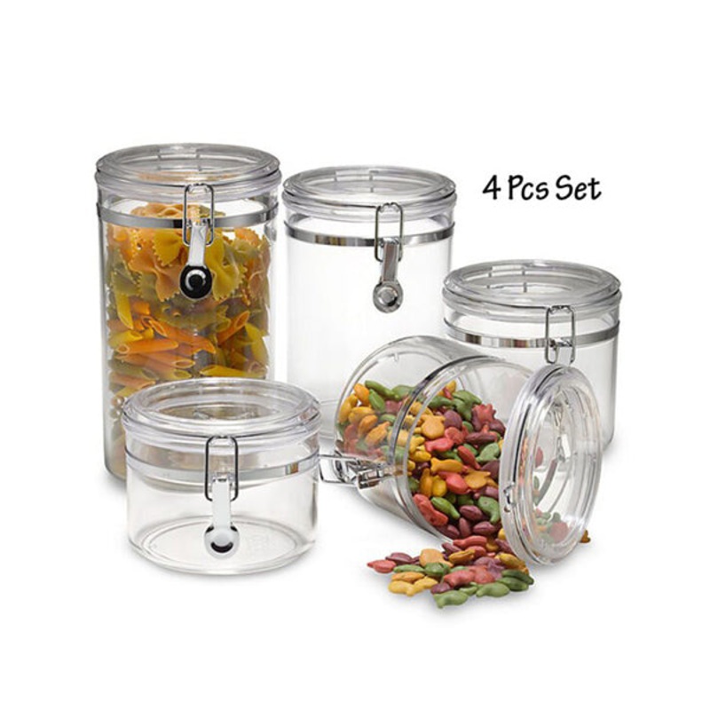 4 Pcs Clear Canister Set with Clamp Lids