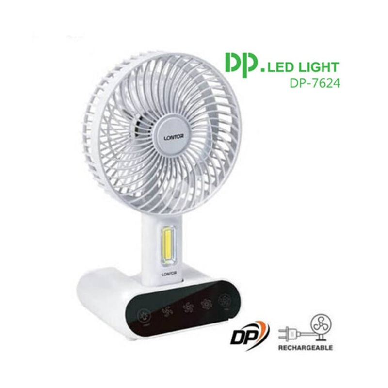 DP-7624, Rechargeable Small Table Fan With LED Light
