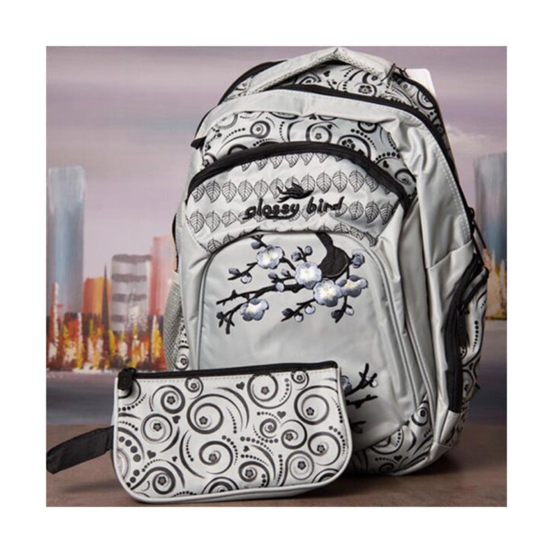 Glossy Bird, School Bag 87446|Grey|Brand New